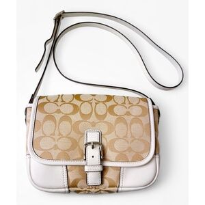 COACH F30601 Hadley Tan/White Signature Jacquard Small Crossbody Bag NWOT